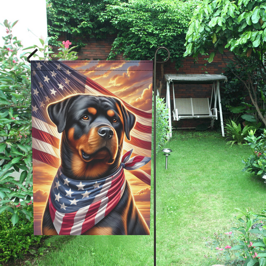 Patriotic Rottweiler Garden Flag – Loyal & Proud Dog Yard Decor