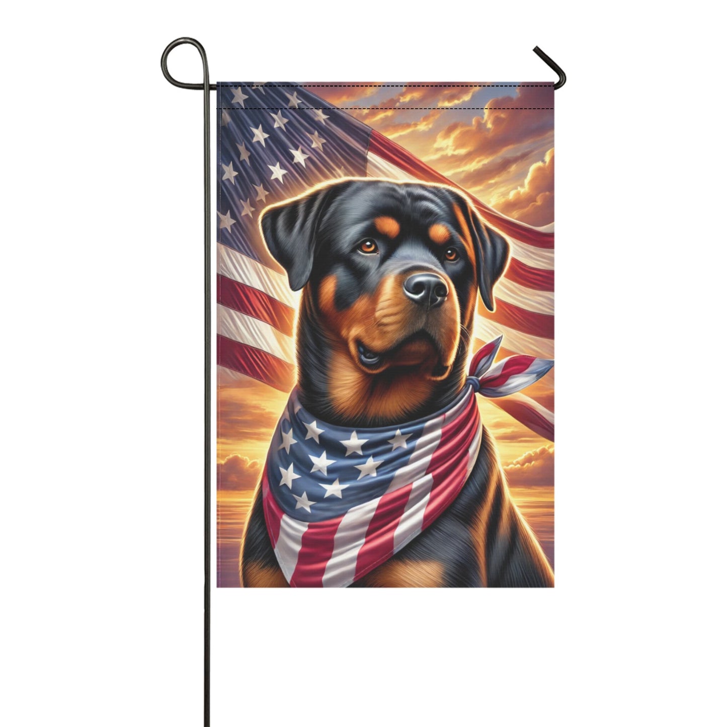 Patriotic Rottweiler Garden Flag – Loyal & Proud Dog Yard Decor