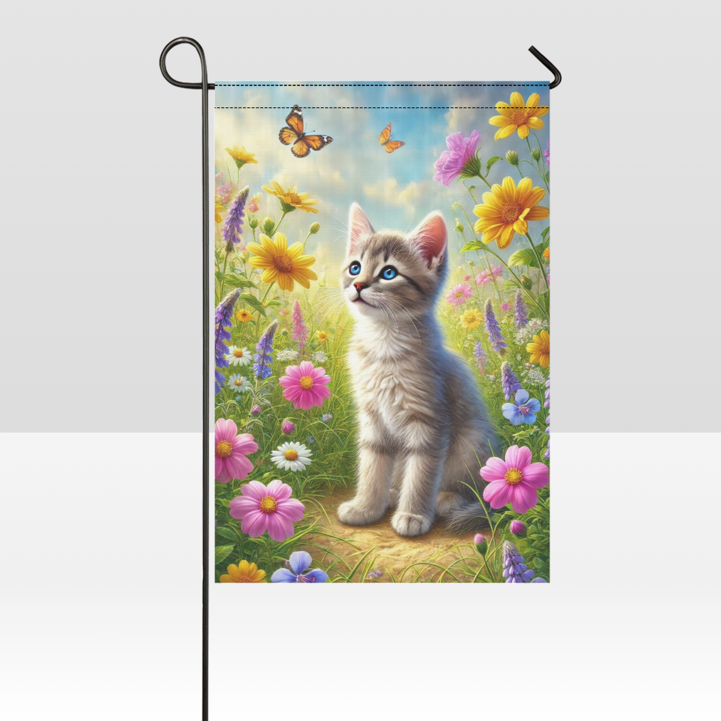 Whiskers in Bloom – Spring Kitten Garden Flag