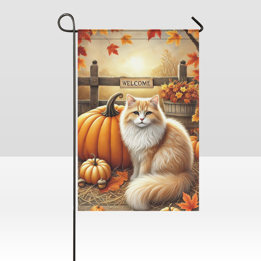 Whiskers Welcome Home - Cozy Autum Cat Garden Flag